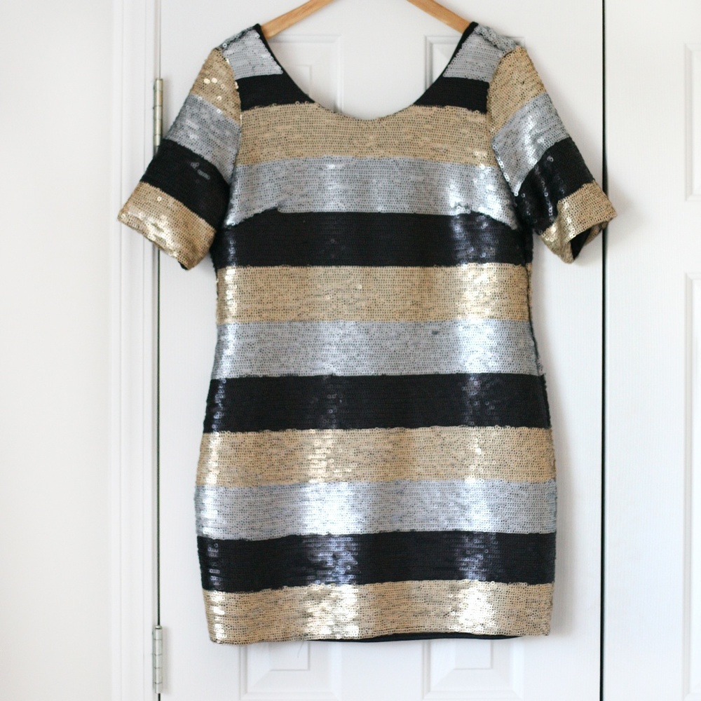 Emmelee sequin striped mini dress